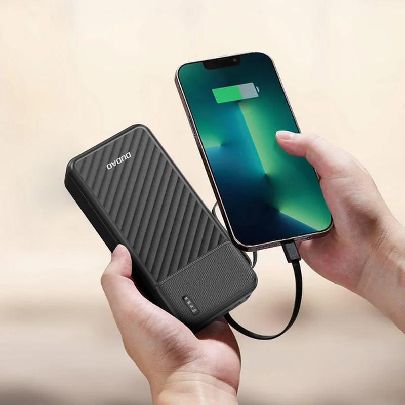 Dudao K11 Max Power Bank 30000mAh + kábel USB / USB-C / Lightning / Micro USB 10W, čierny cro USB 10W, čierny