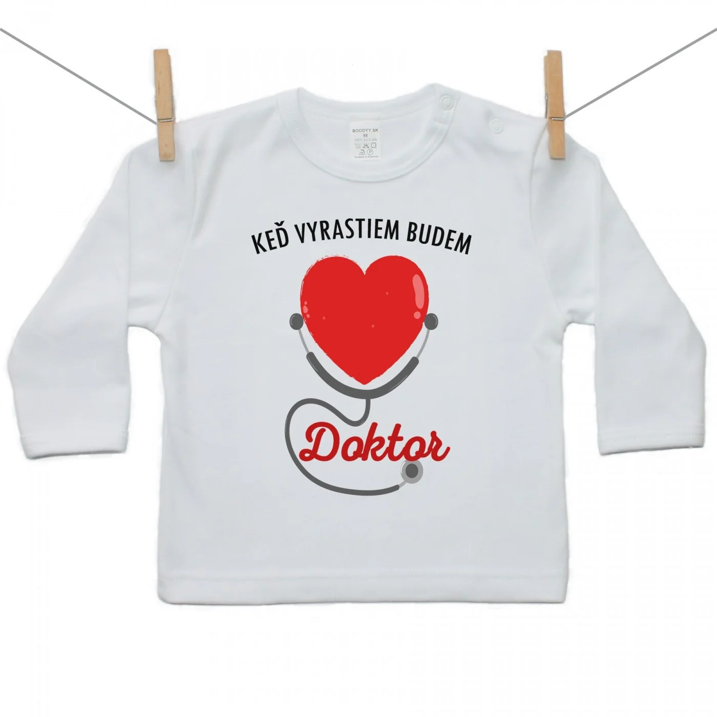 Boodyy Tričko s dlhým rukávom Keď vyrastiem budem doktor Veľkosť: 128