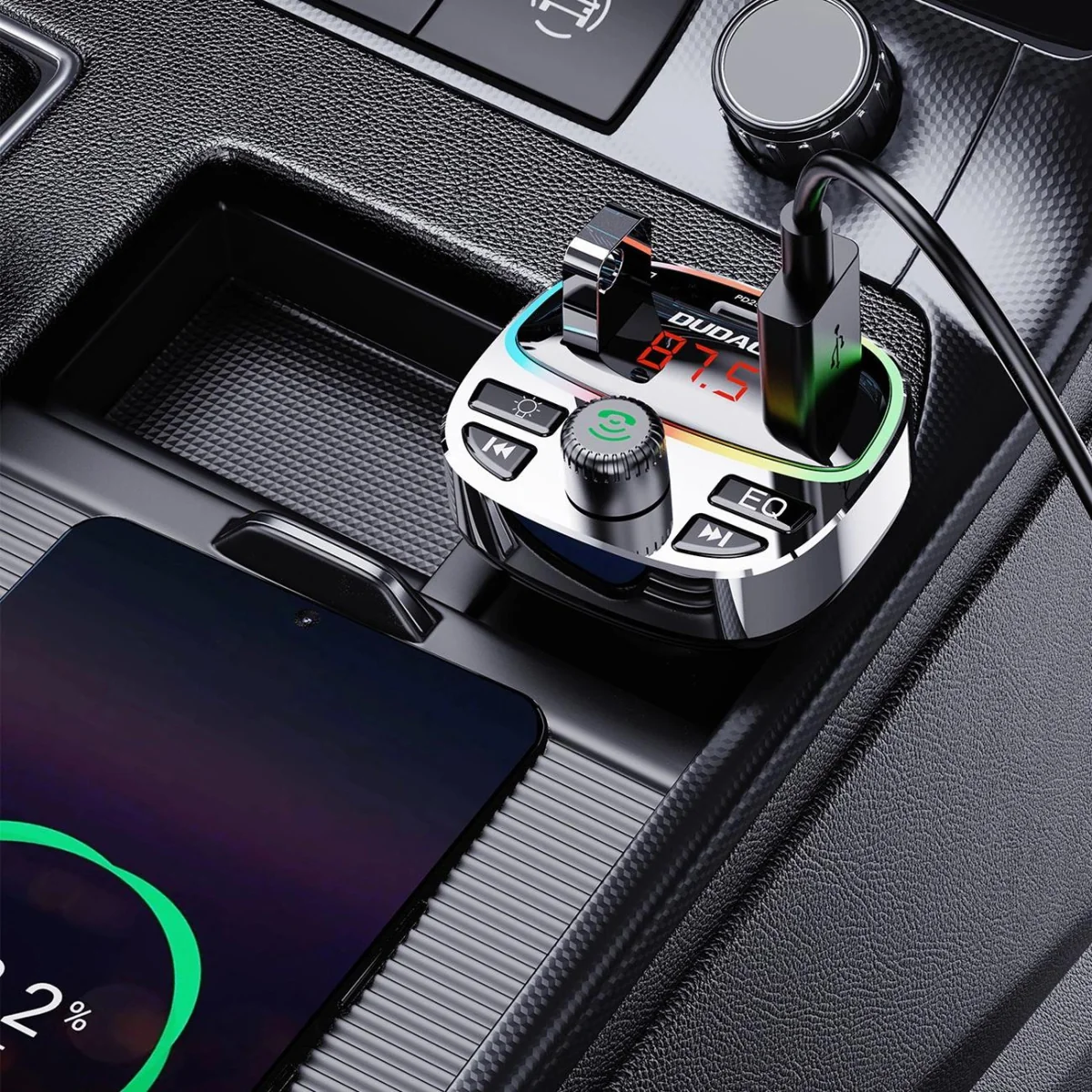Dudao R2PRO Plus Bluetooth Transmitter autonabíjačka, čierna/strieborná á