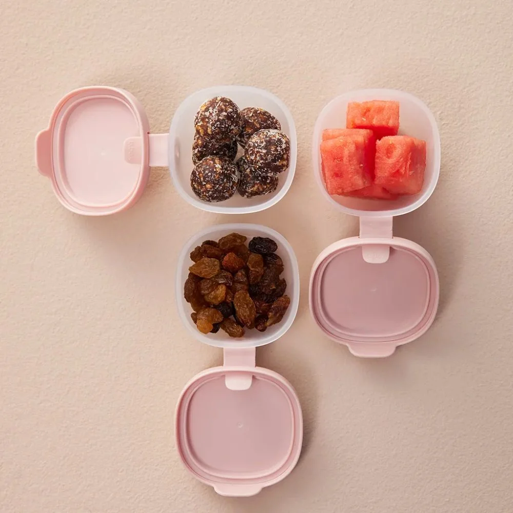 Desiatový box stredný a krabičky Snack tubs ružový