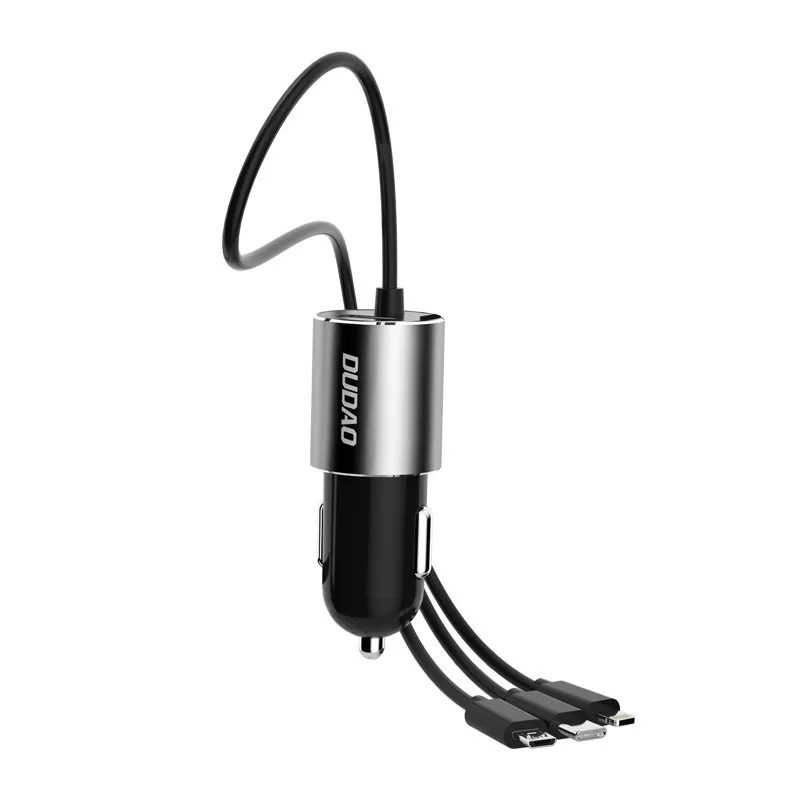 Dudao R5Pro autonabíjačka + kábel Lightning / USB-C / Micro USB 3.4A, čierna čierna
