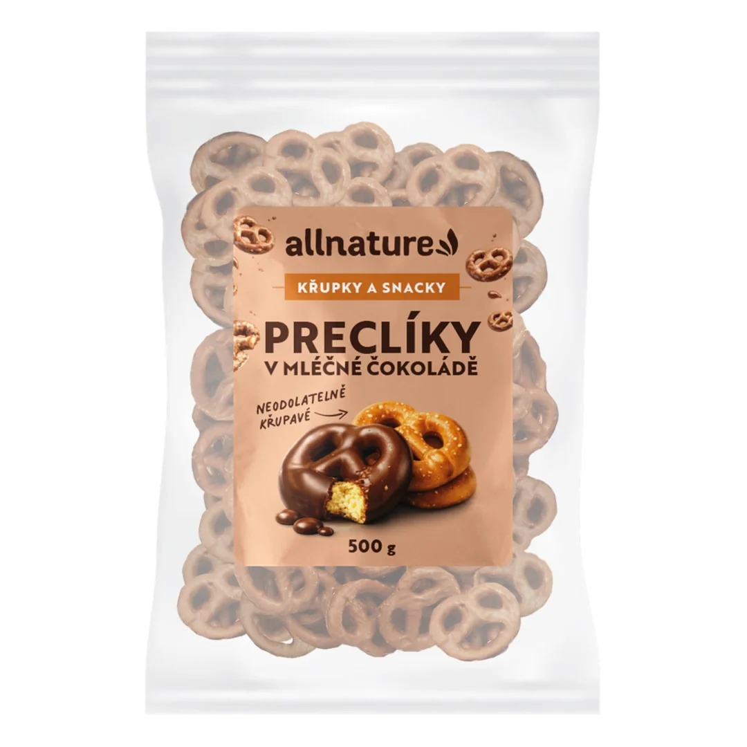 Allnature Praclíky V mliečnej Čokoláde 500g 1×500 g, praclíky v mliečnej čokoláde