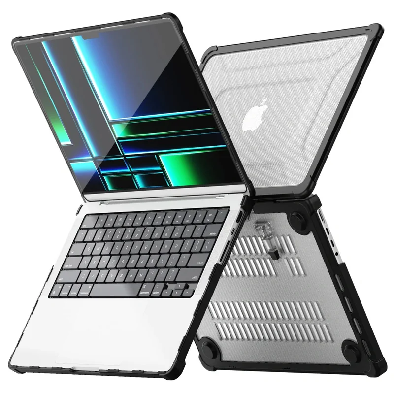 Tech-Protect Smartshell kryt na Macbook Pro 14'' M1 - M5 Pro Max 2021-2026, čierny / priesvitný 2026, čierny / priesvitný