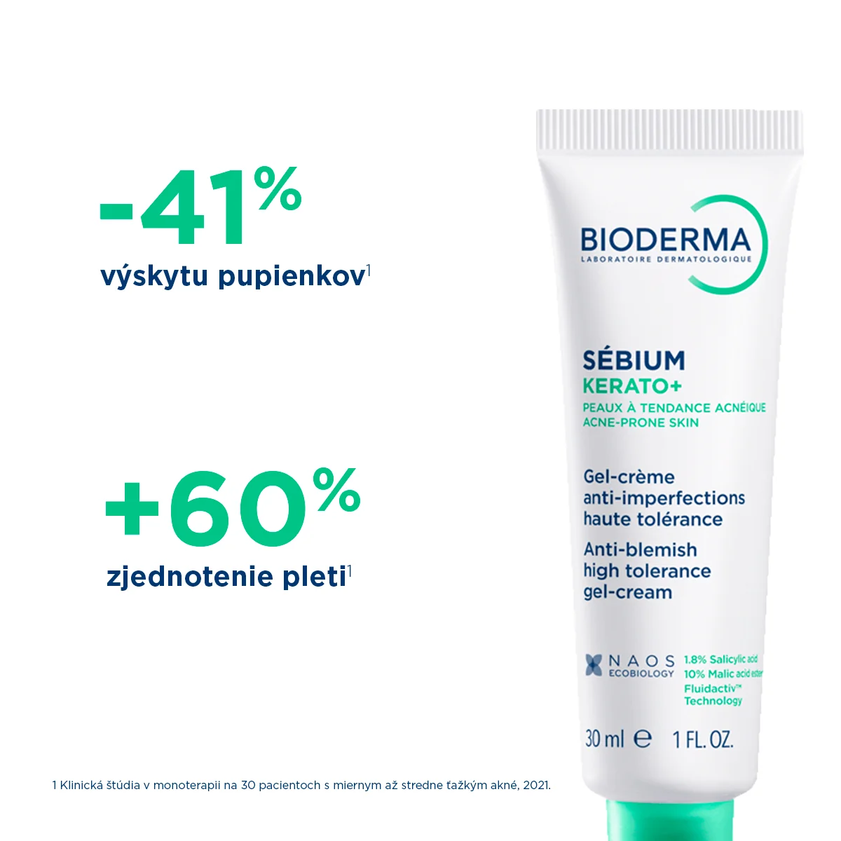 BIODERMA Sébium Kerato+ gél-krém na akné s vysokou toleranciou 1×30 ml, pleťový krém