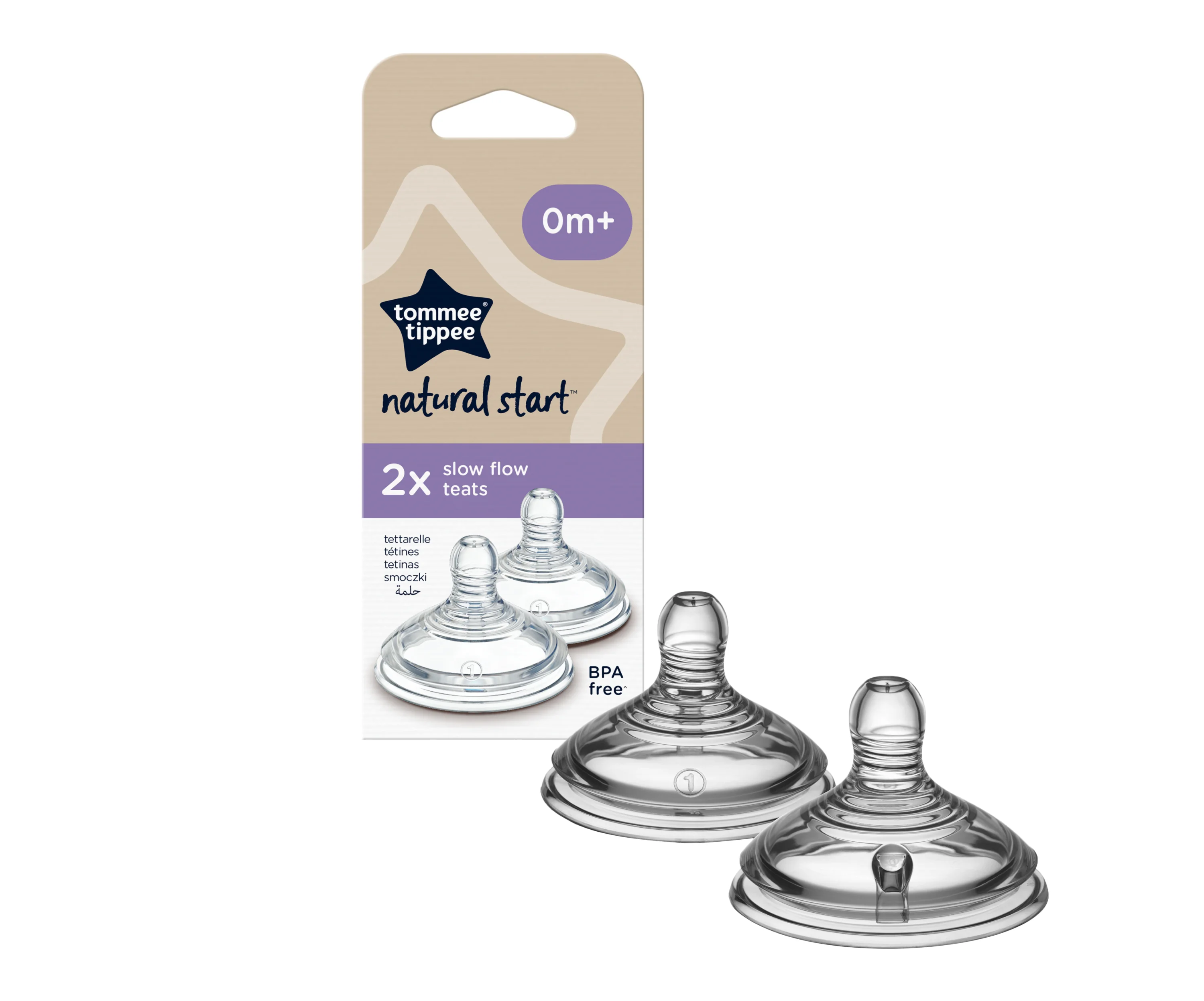 Tommee Tippee ANTI-COLIC Cumlík Na Fľašu Natural Start Pomalý Prietok 0m+, 2 ks 1×2 ks, cumlík na fľašu