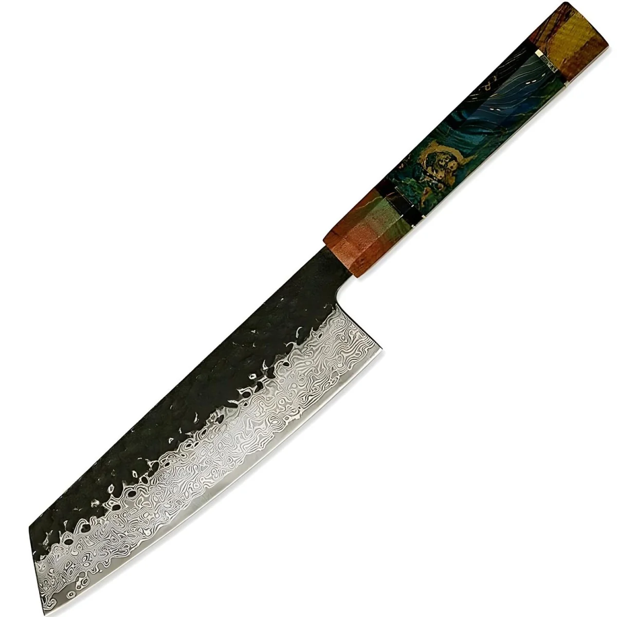 Damaškový kuchynský nôž Seiryu-Kiritsuke Multifarebná, H37547