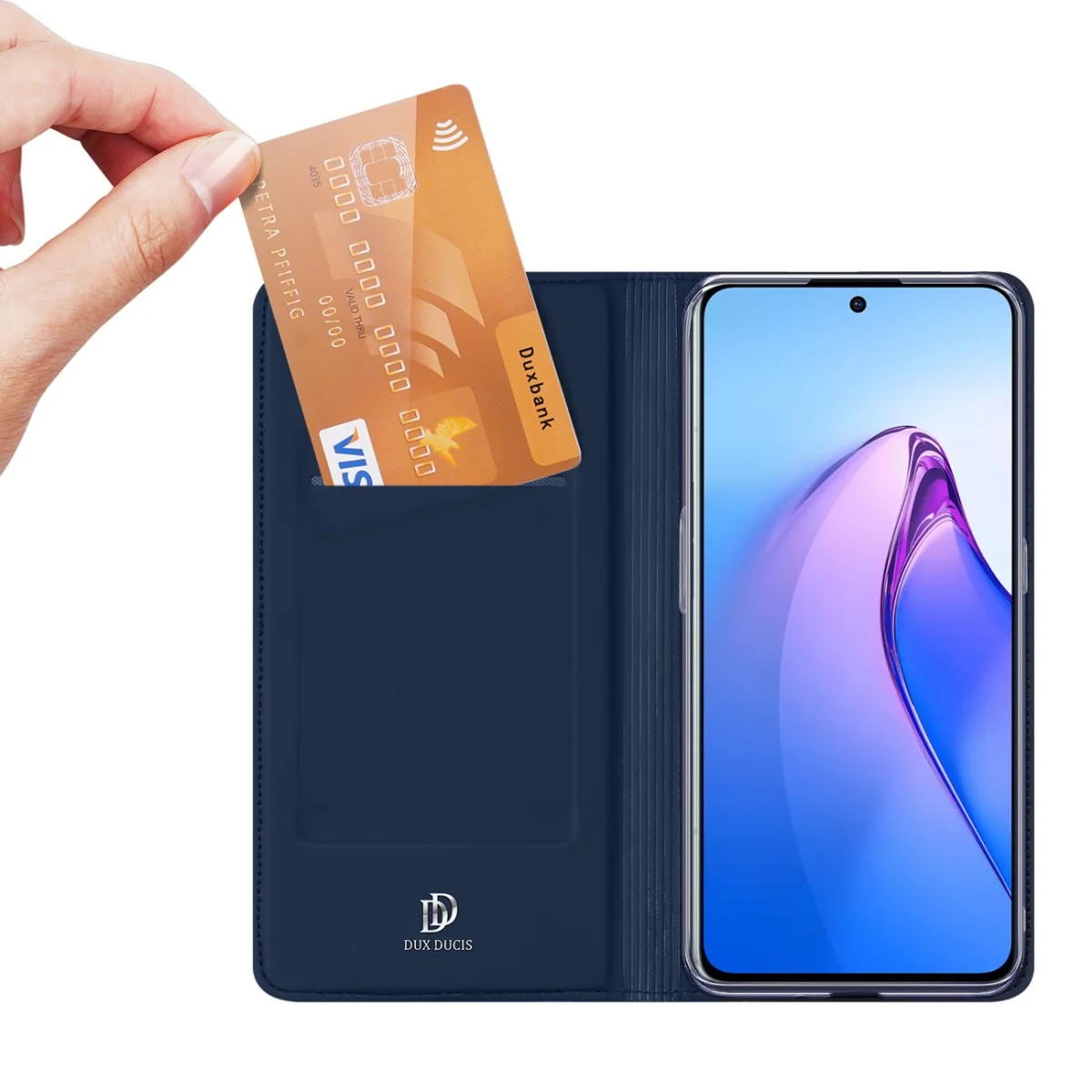Knížkové puzdro Skin Pro pre Oppo Reno 8 Pro - Modrá Elegantná ochrana