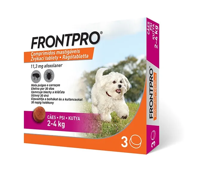 FRONTPRO® antiparazitárne žuvacie tablety pre psy (2-4 kg) 1×3 tbl, antiparazitárne tablety
