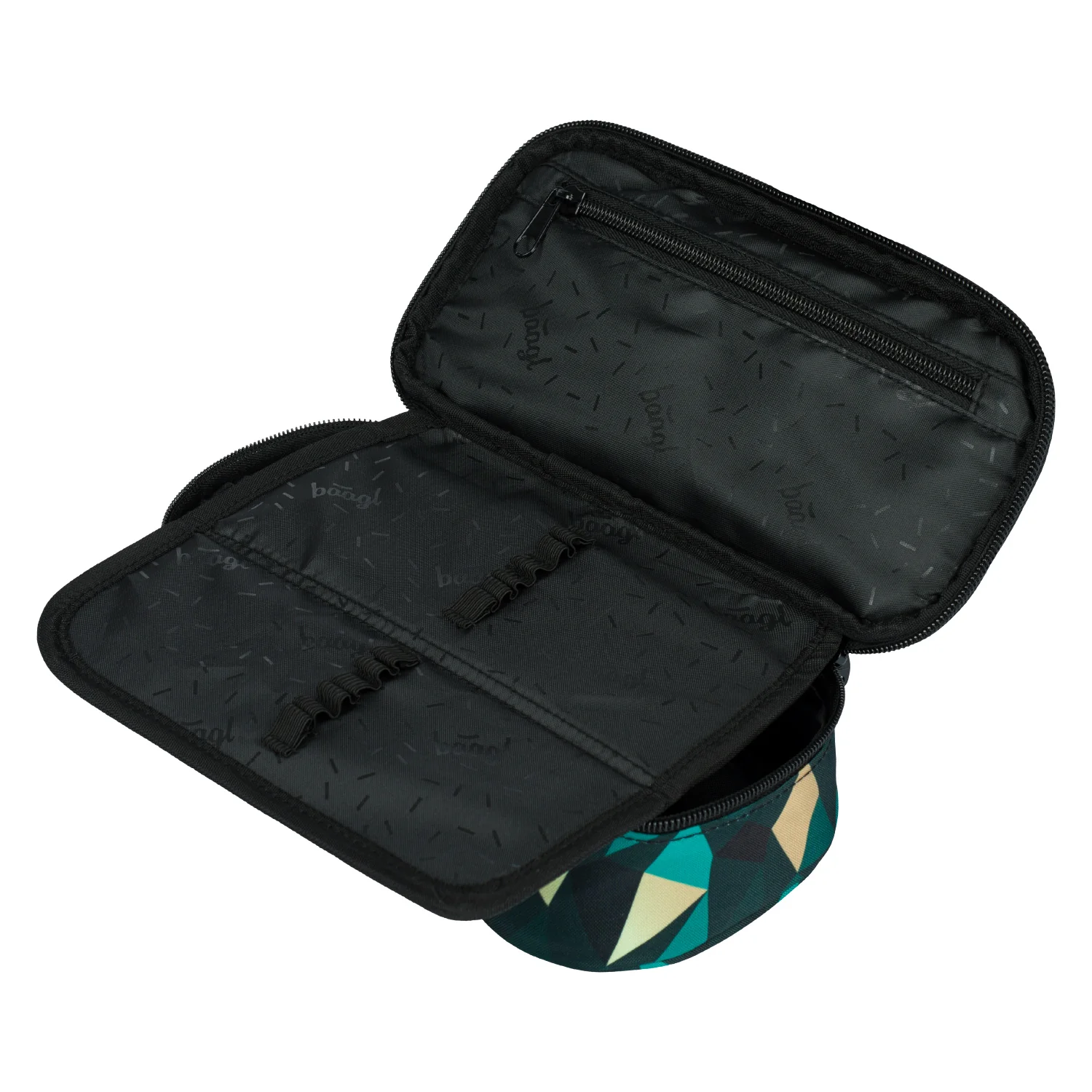 Baagl školský peračník etui Skate Polygon zelený čierny, s chlopňou