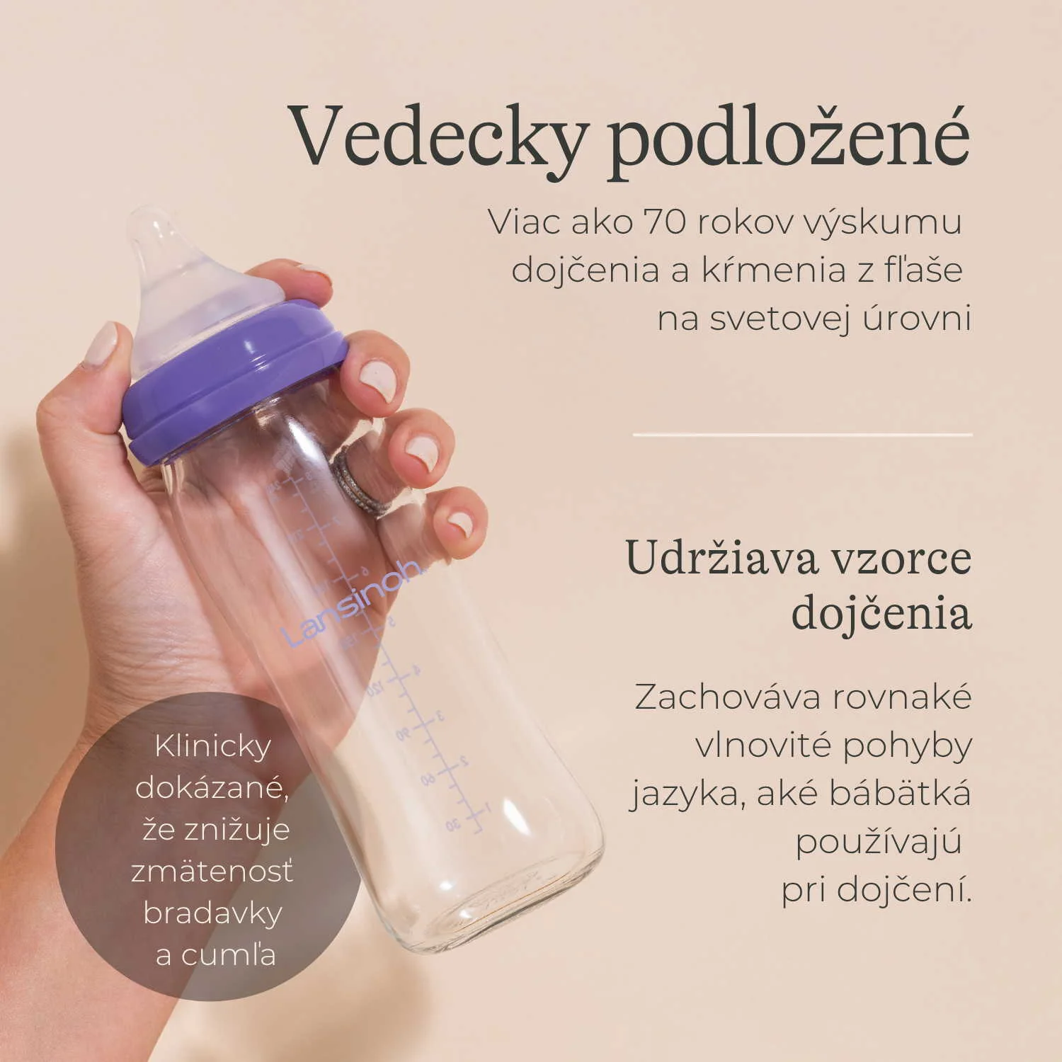 Lansinoh Sklenená dojčenská fľaša 240ml 1ks