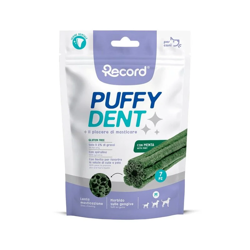 Žuvacie pamlsky Puffy dent M, 105 g, mätová