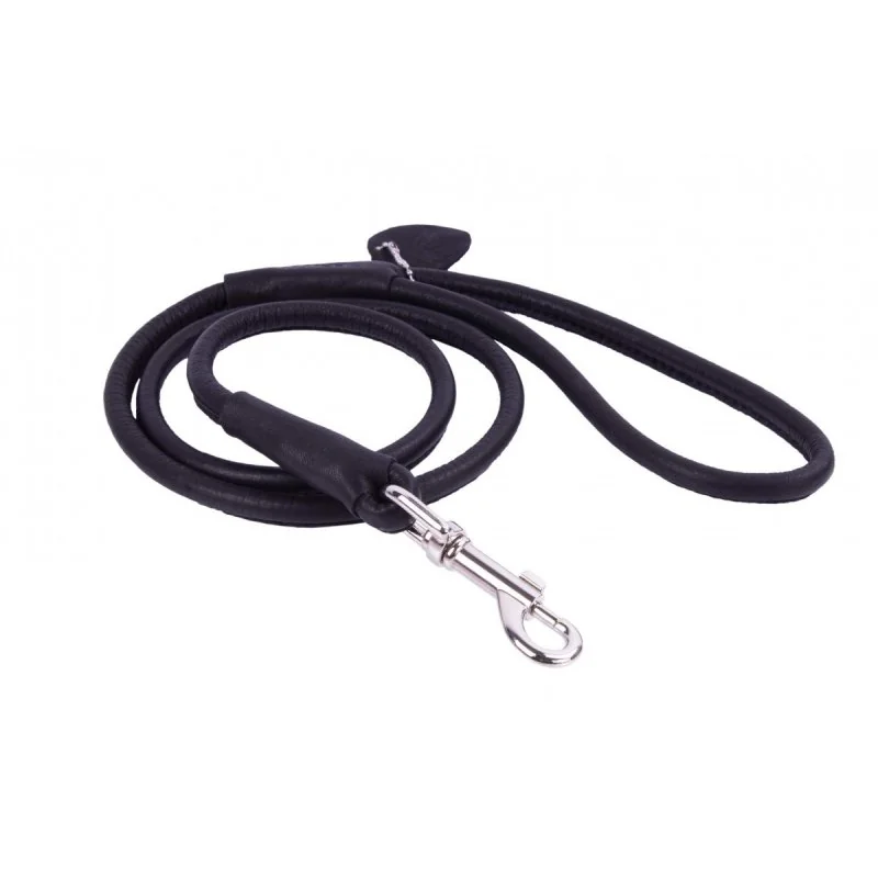 Okrúhle kožené vodítko Soft čierne 183cm, Šírka: 4 mm