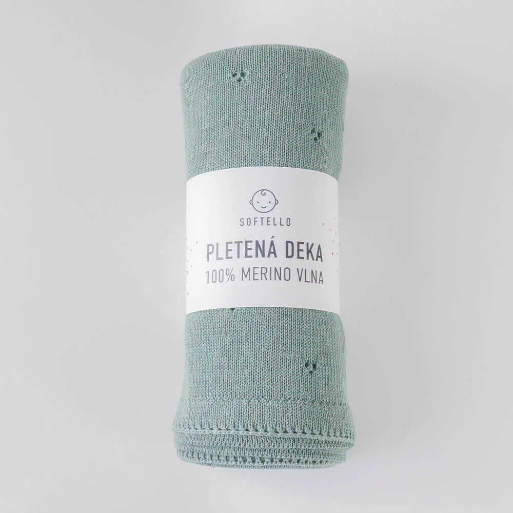Pletená merino deka SOFTELLO - SAPO šalviová