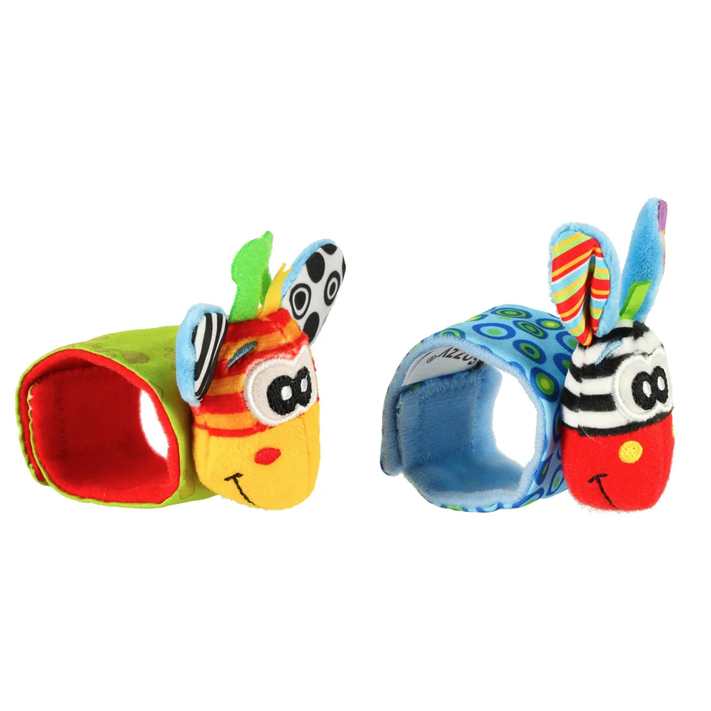 Chrastítka na ruky, zebra a žirafa, 2 ks, bezpečné na suchý zips