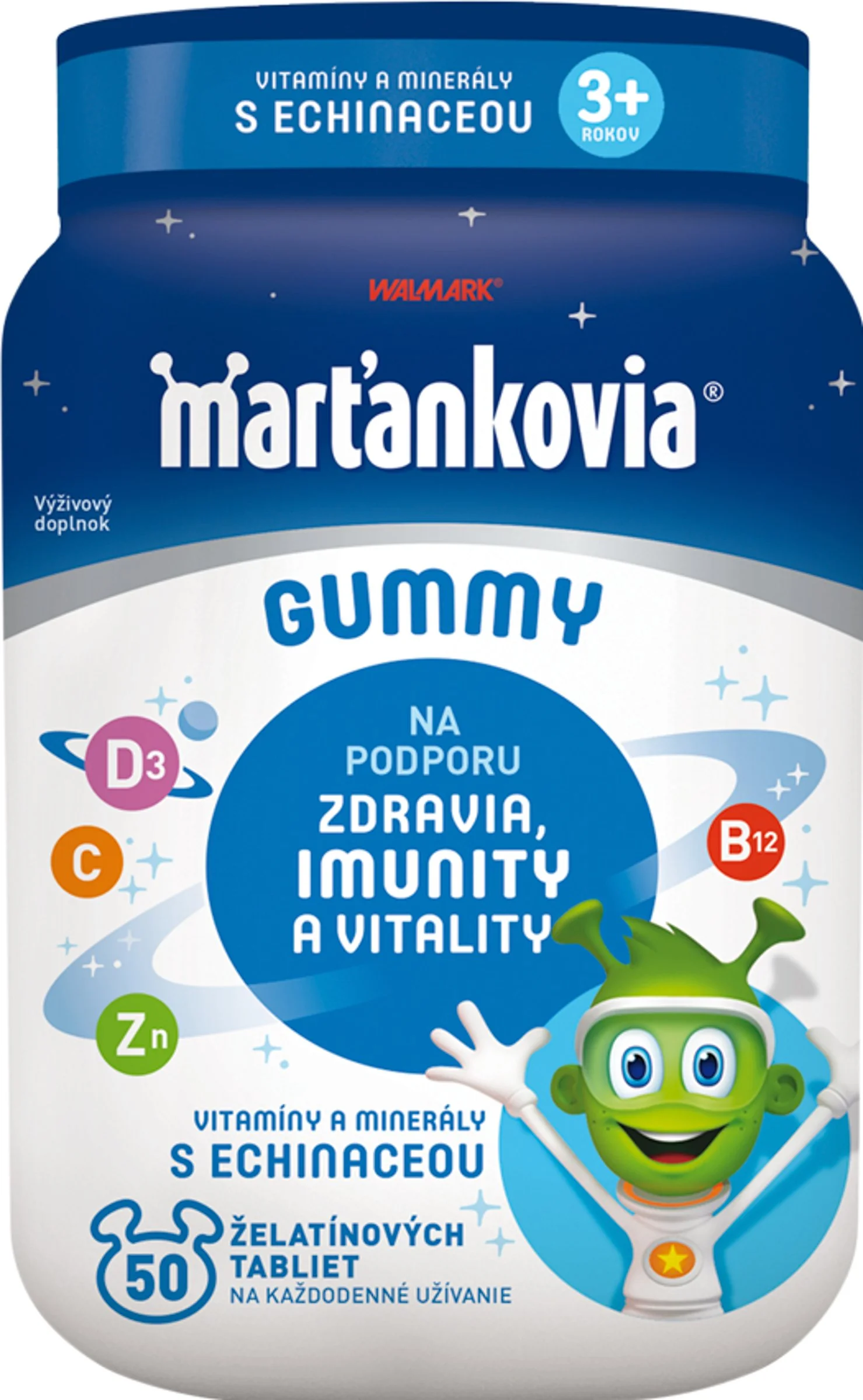 WALMARK Marťankovia Gummy Vitamíny s Echinaceou 1×50 ks, príchuť jahoda a čerešňa