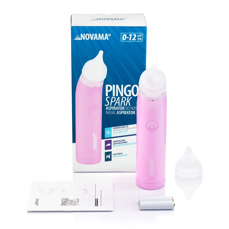 NOVAMA Pingo Spark nosová odsávačka s LED, pastelová ružová