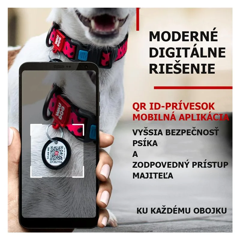 Nylonový obojok s QR kódom ETHNO blue, Varianta: L