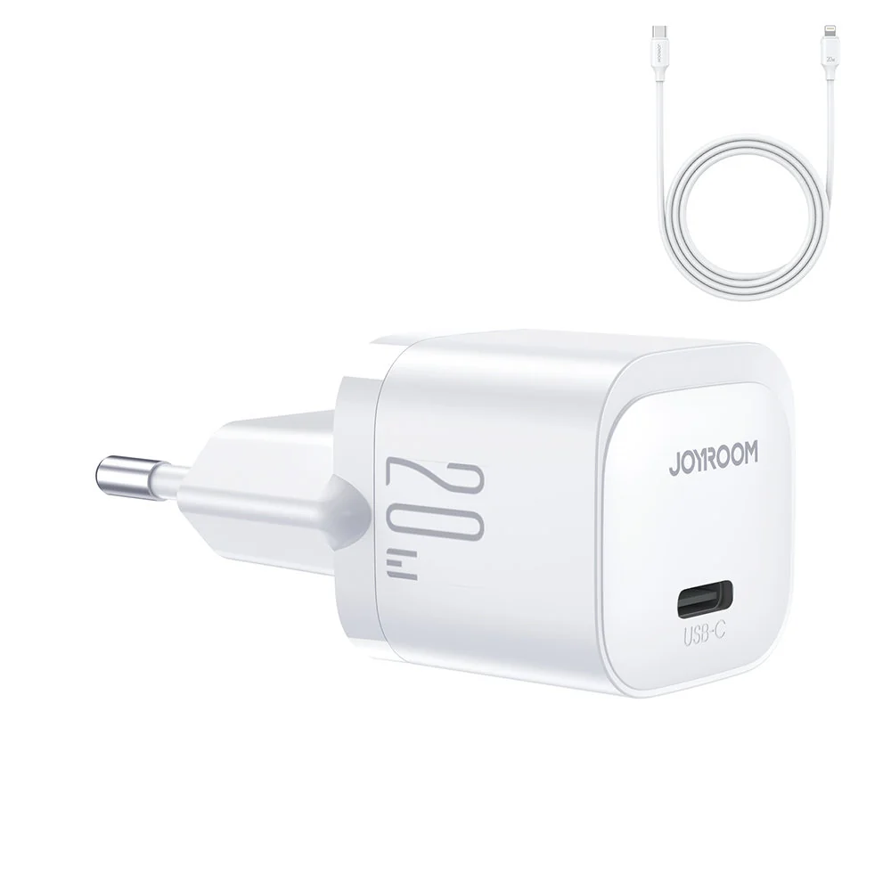 Joyroom JR-TCF02 sieťová nabíjačka 20W + kábel USB-C / Lightning, biela a
