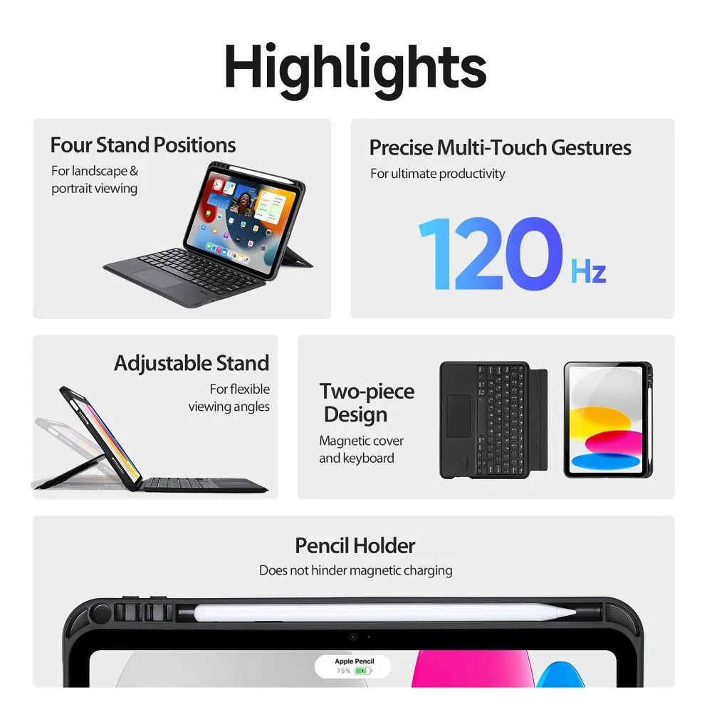 Dux Ducis DK puzdro s klávesnicou na iPad 10.9'' 2022 10gen, čierne