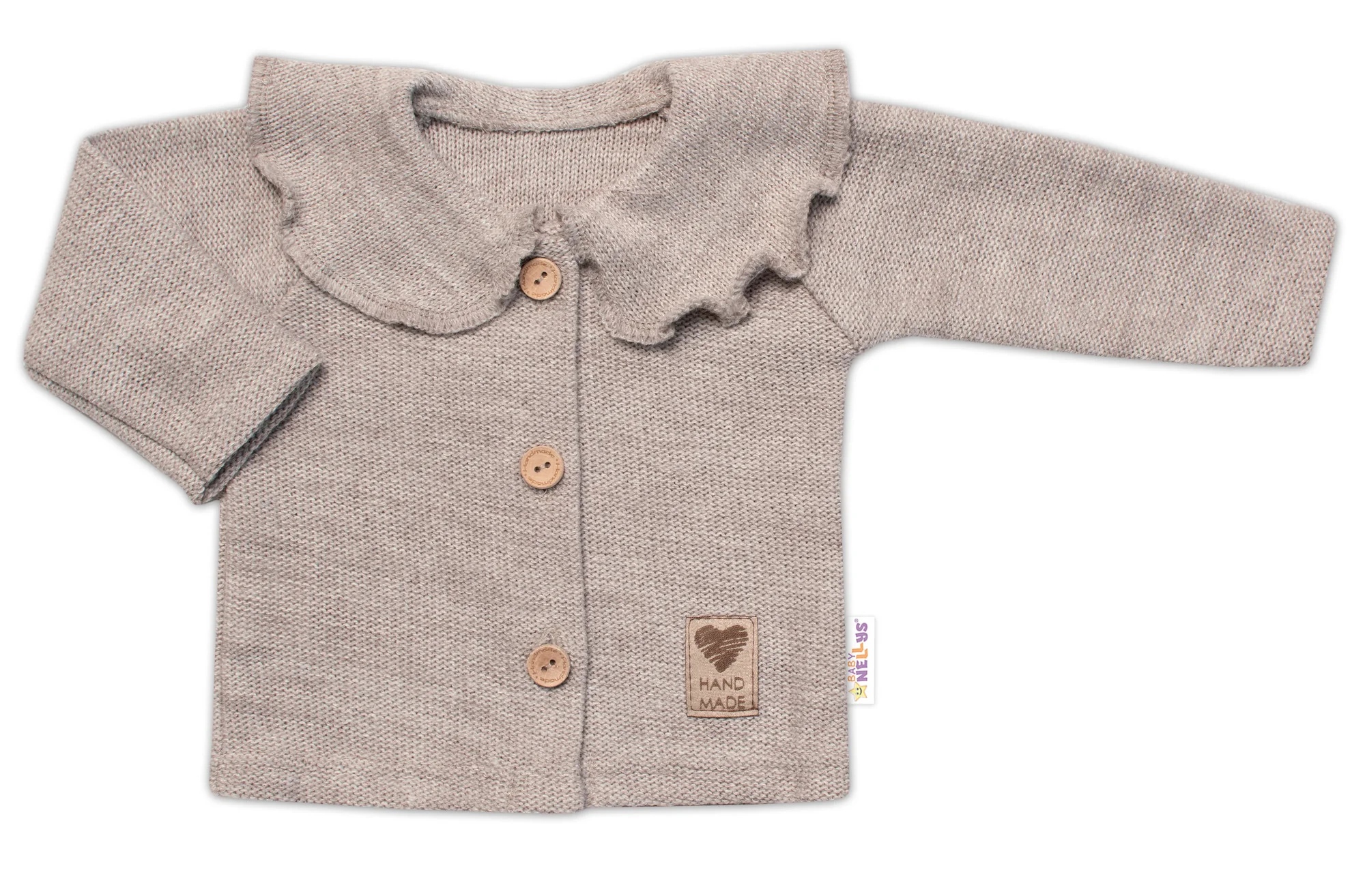 Pletený svetrík s volánikom Girl, Baby Nellys, béžový, veľ. 62