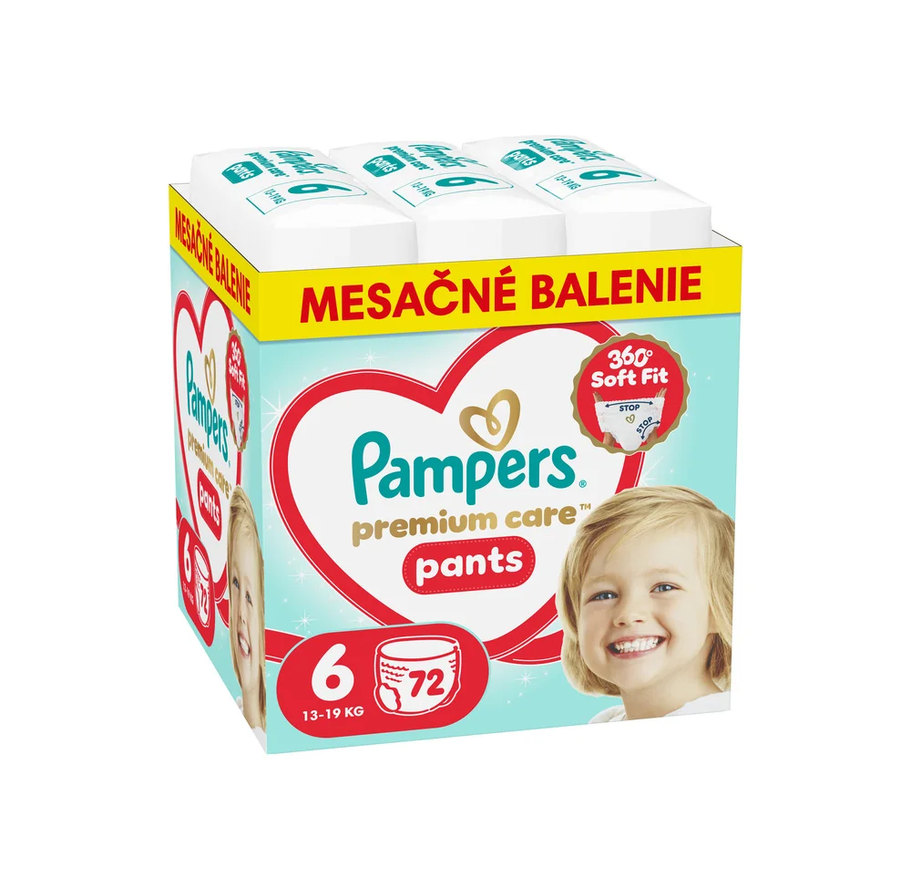 Pampers Premium Care Pants plienkové nohavičky veľkosť 6, 13kg-19kg 72 ks