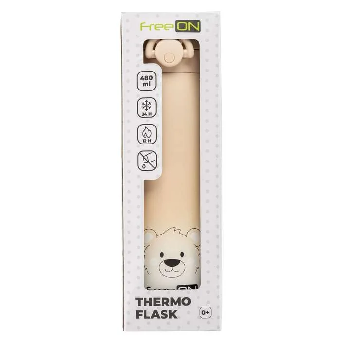 Termofľaša 480ml FreeeON - béžový medvedík