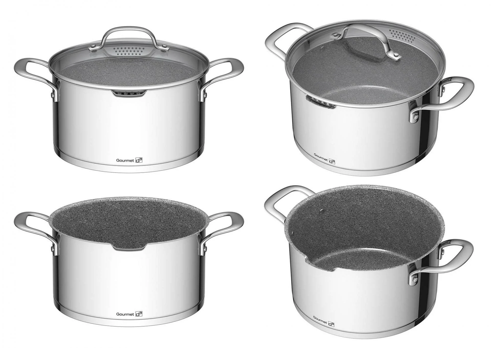 Sada riadu G21 Gourmet Miracle s cedníkem, 13 dílů, nerez/greblon G21-13HP-MR