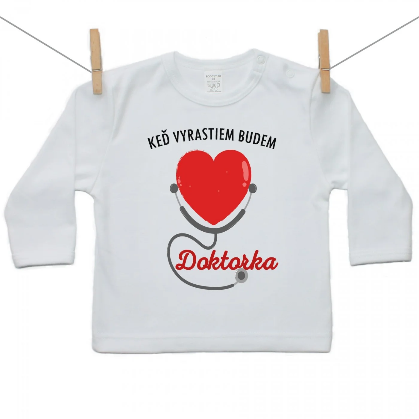 Boodyy Tričko s dlhým rukávom Keď vyrastiem budem doktorka Veľkosť: 104