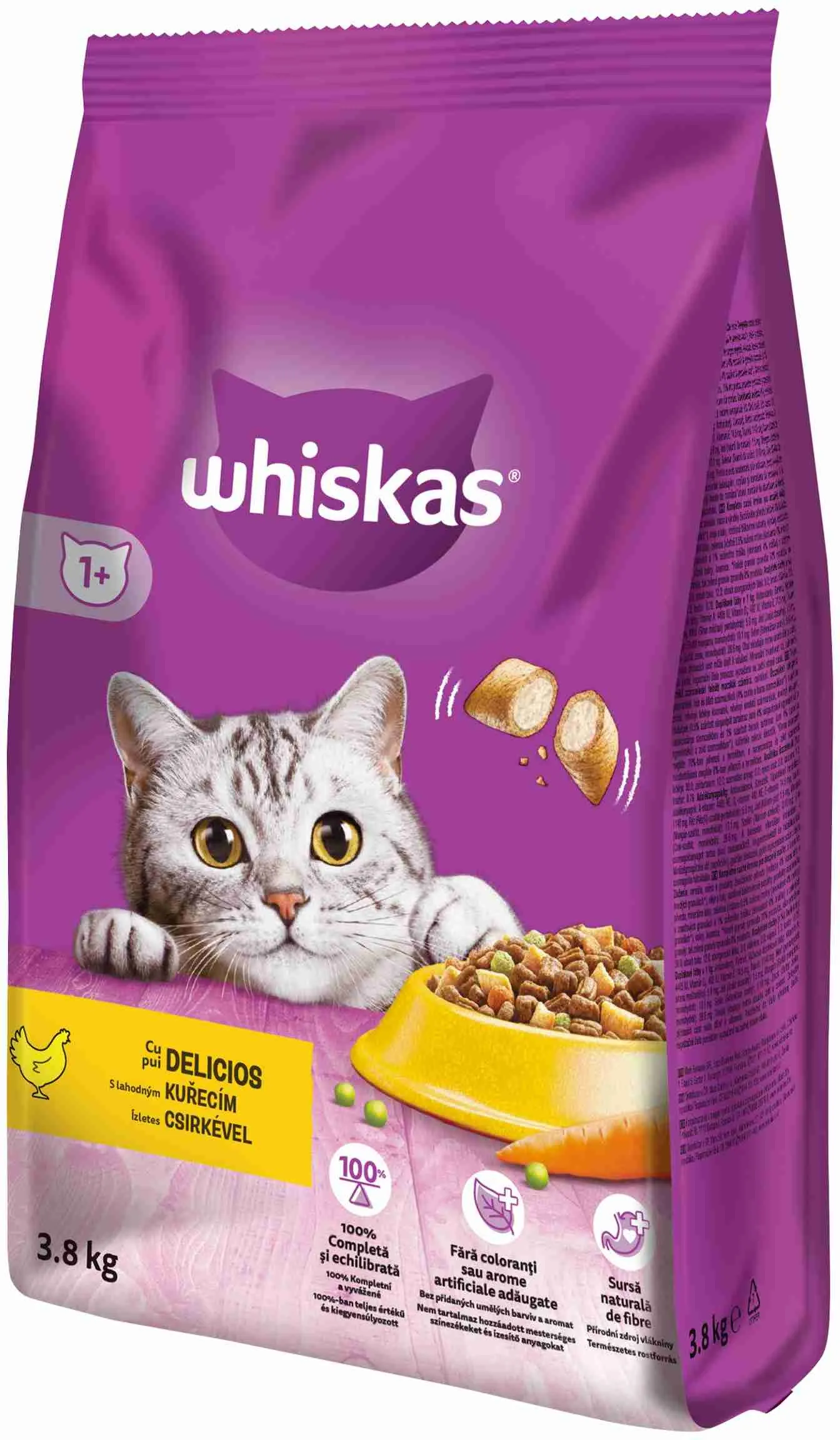 WHISKAS Granule pre dospelé mačky s Kuracím mäsom 1×3,8kg, granule pre dospelé mačky