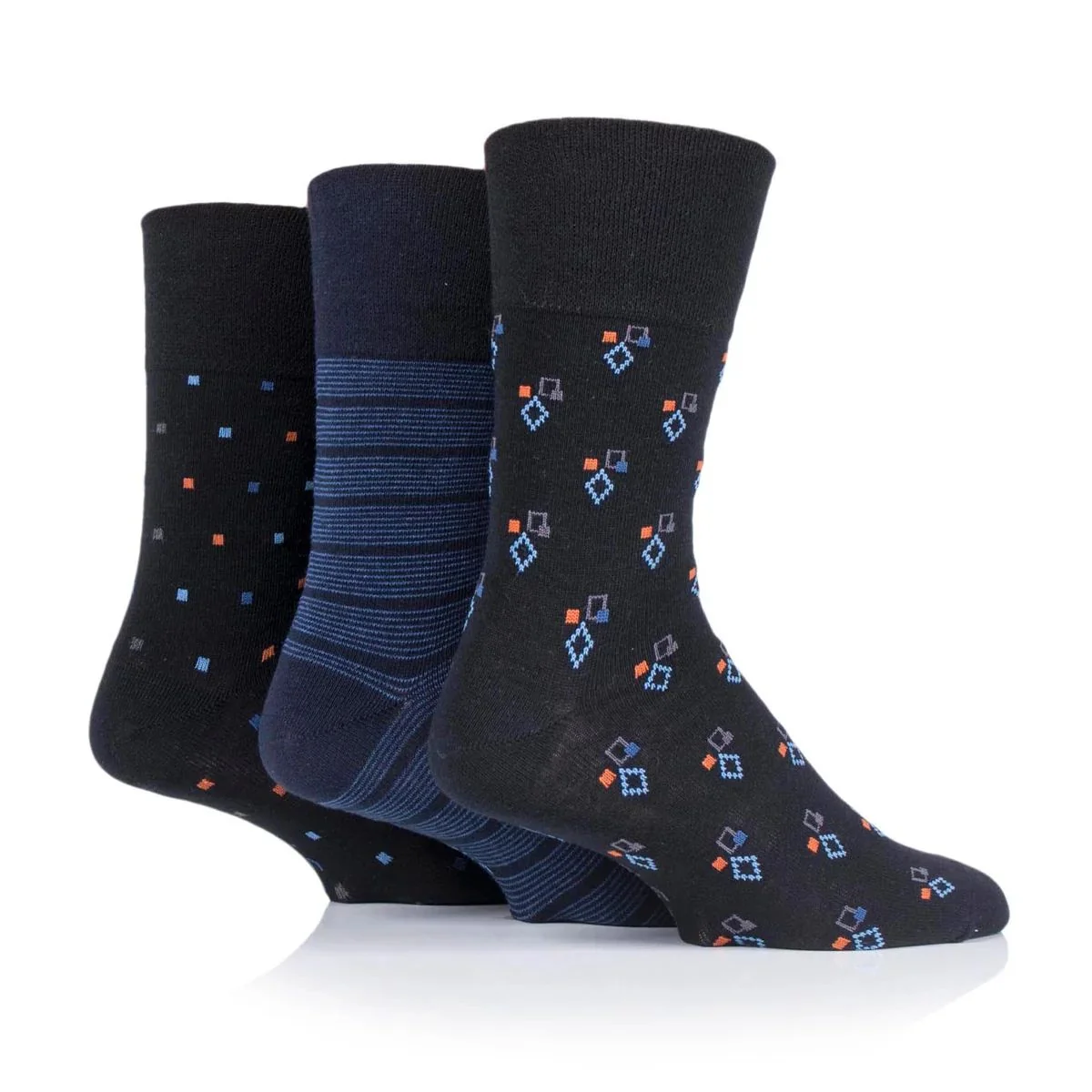Pánske 3 páry módne ponožky Gentle Grip CUBIC CONTROL voľný lem Veľkosť ponožiek 39-45