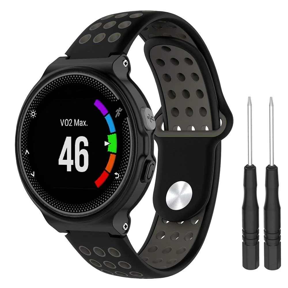 BStrap Silicone Sport remienok na Garmin Forerunner 235 black/gray