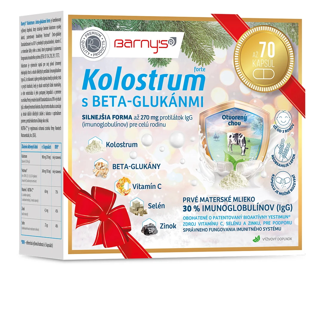 Barny's Kolostrum s beta-glukánmi forte, Zvýhodnené balenie 70 cps
