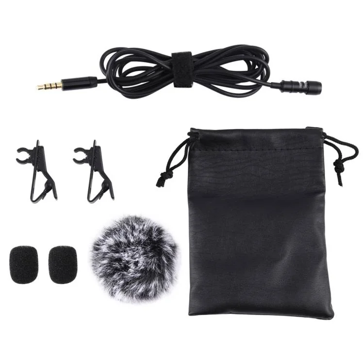 PULUZ PU424 Lavalier mikrofón s klipom 3.5mm mini jack, 1.5m, čierny