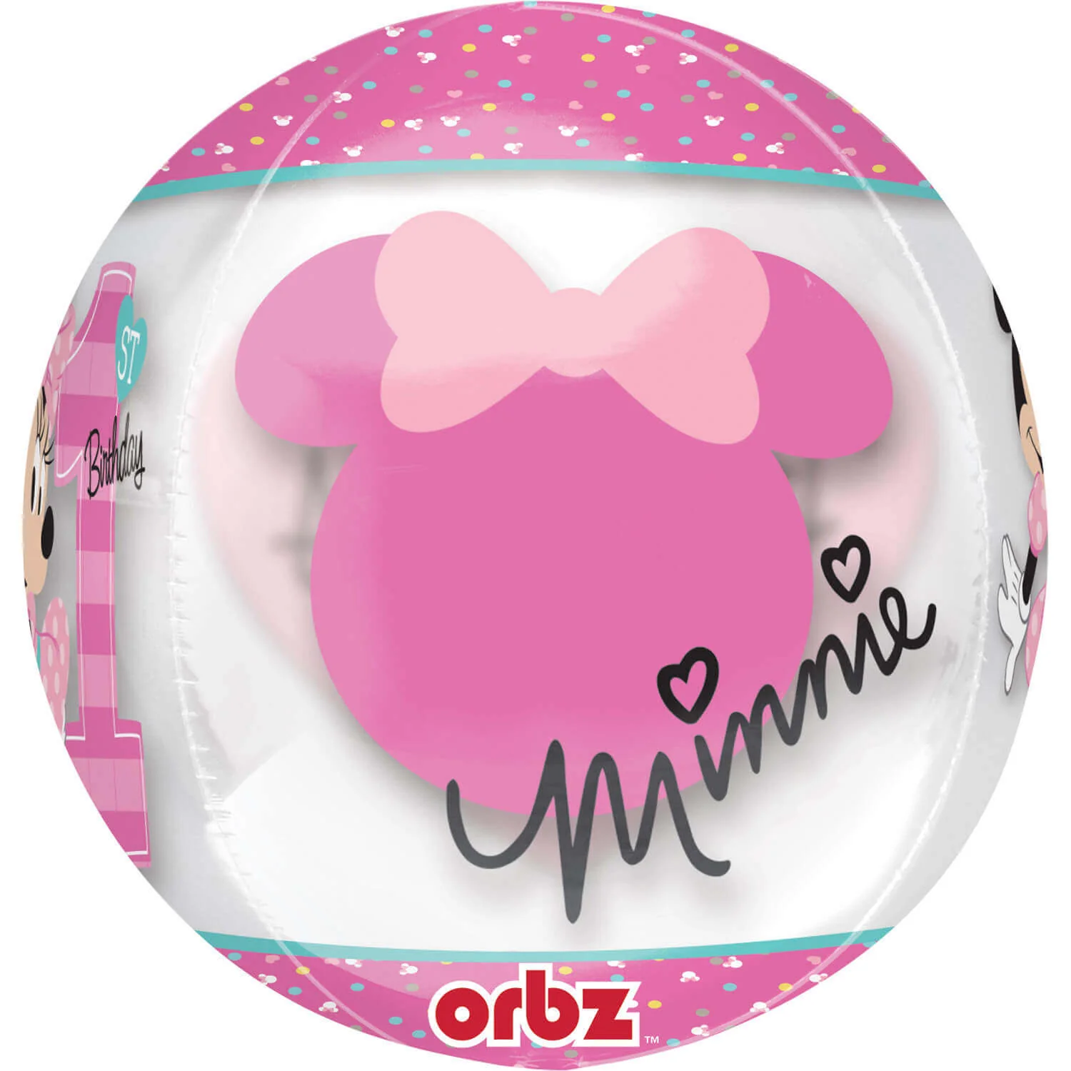 Fóliový balón orbz Minnie 1.narodeniny 40cm