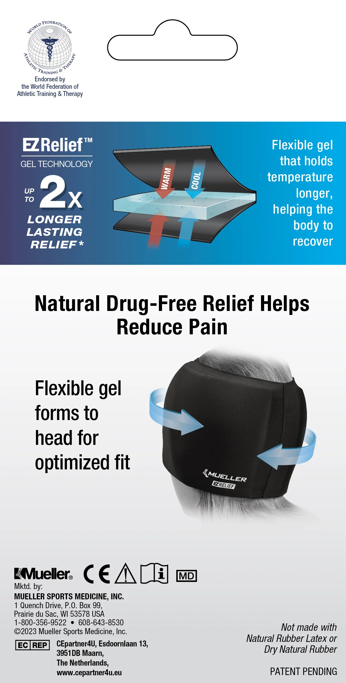 Mueller® EZ Relief™ Migraine Cap, gélová čiapka proti migréne a bolesti hlavy 1 ks