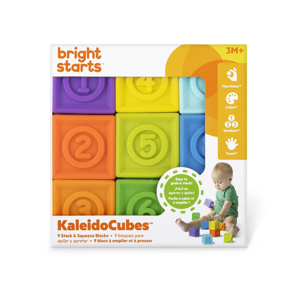 BRIGHT STARTS Hračka kocky set 9 ks KaleidoCubes, 3m+ 1×1 ks