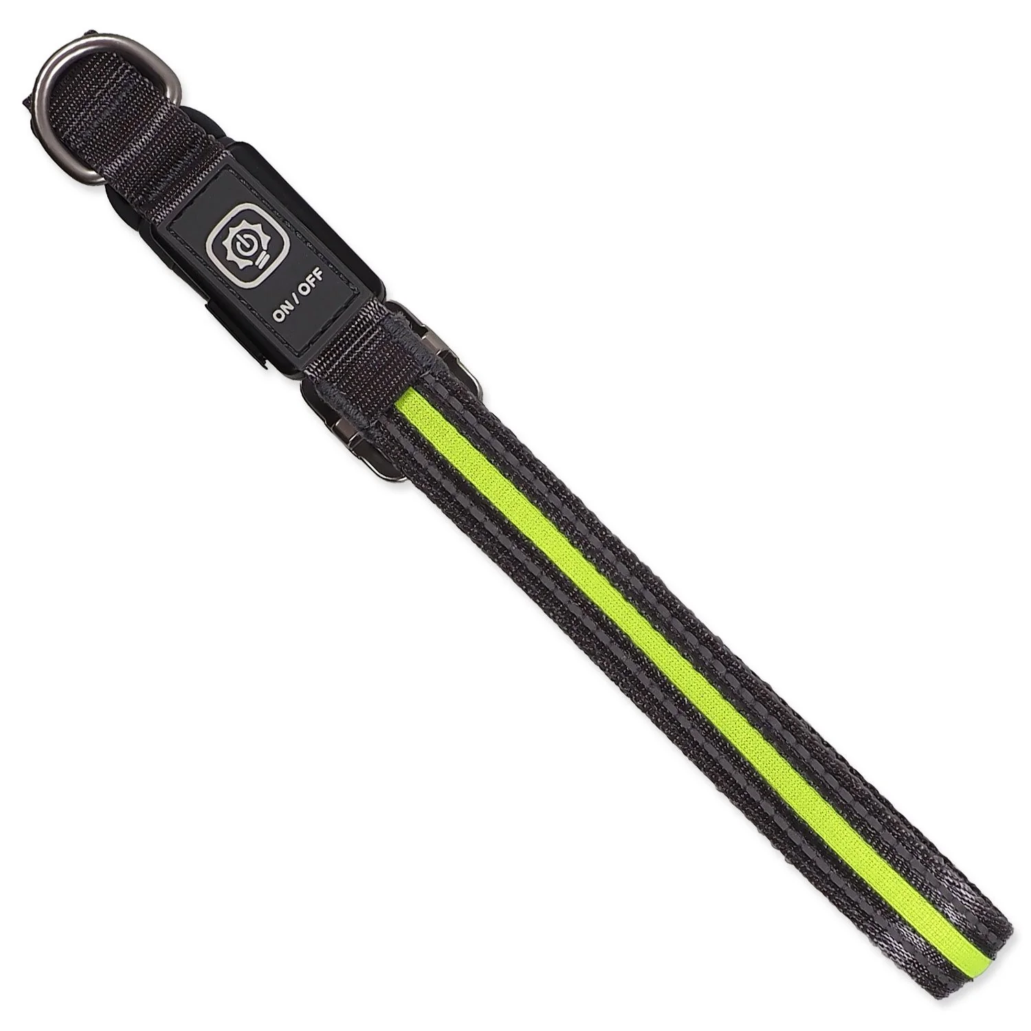 Obojok Dog Fantasy USB LED nylonový svietiaci S-M zelený 1,9x35-50cm