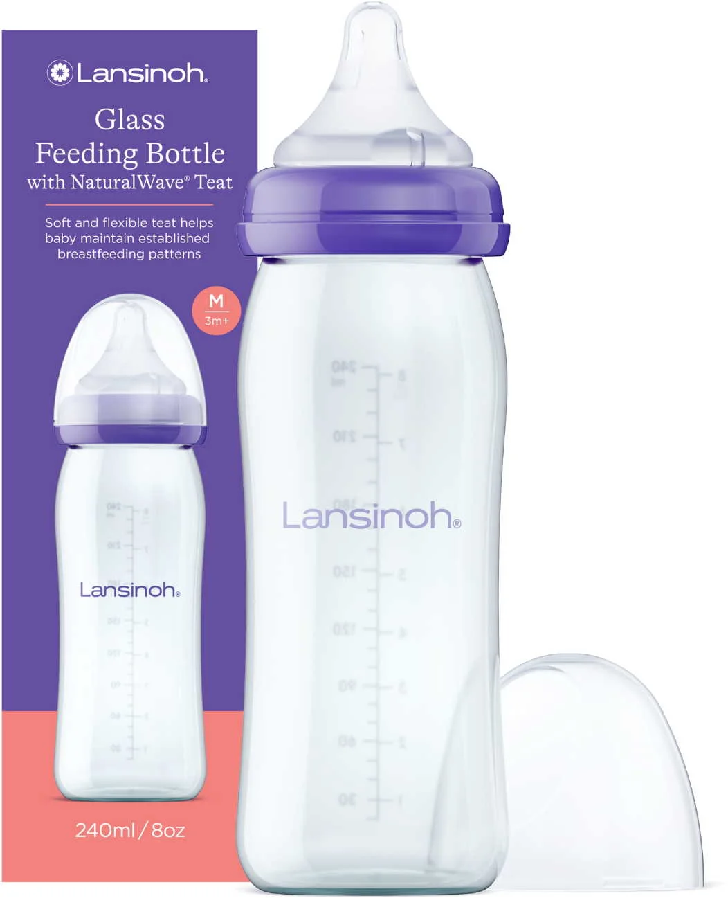 Lansinoh Sklenená dojčenská fľaša 240ml 1ks