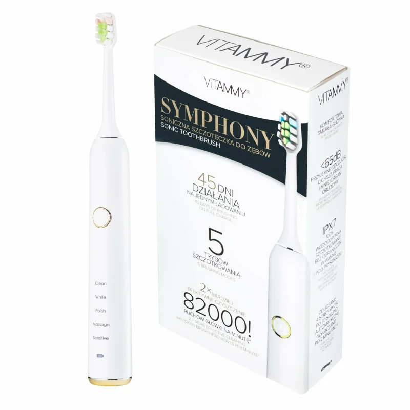VITAMMY SYMPHONY Sonická zubná kefka s elegantným púzdrom biela + biele púzdro