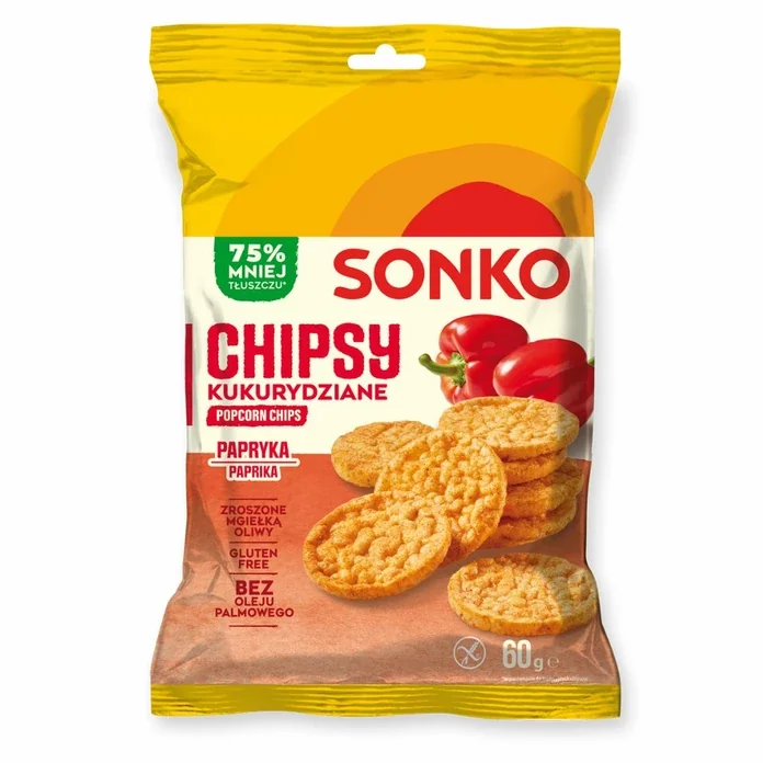 SONKO Pukancové čipsy s paprikovou príchuťou 1×60 g, pukancové čipsy