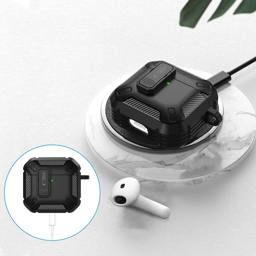 Tech-Protect Carbonos puzdro na Apple AirPods 4, čierne