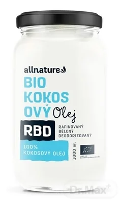 Allnature Rbd Kokosový Olej Bio - Bez Vône 1000ml 1×1000 ml, BIO kokosový olej