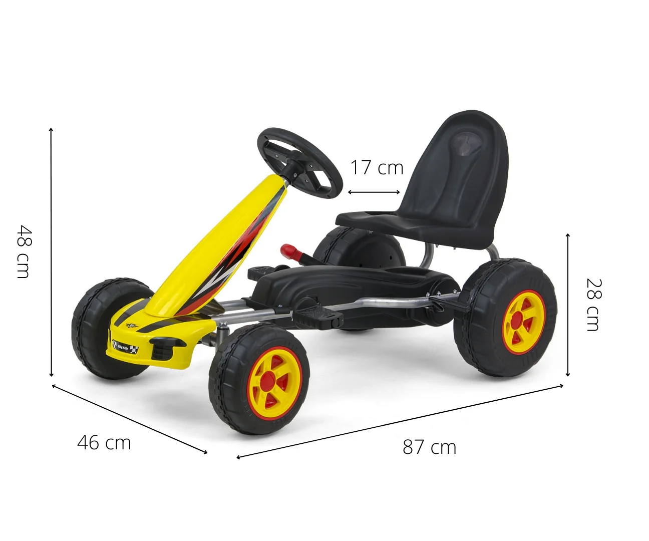 Detská šliapacia motokára Go-kart Milly Mally Viper žltá ,