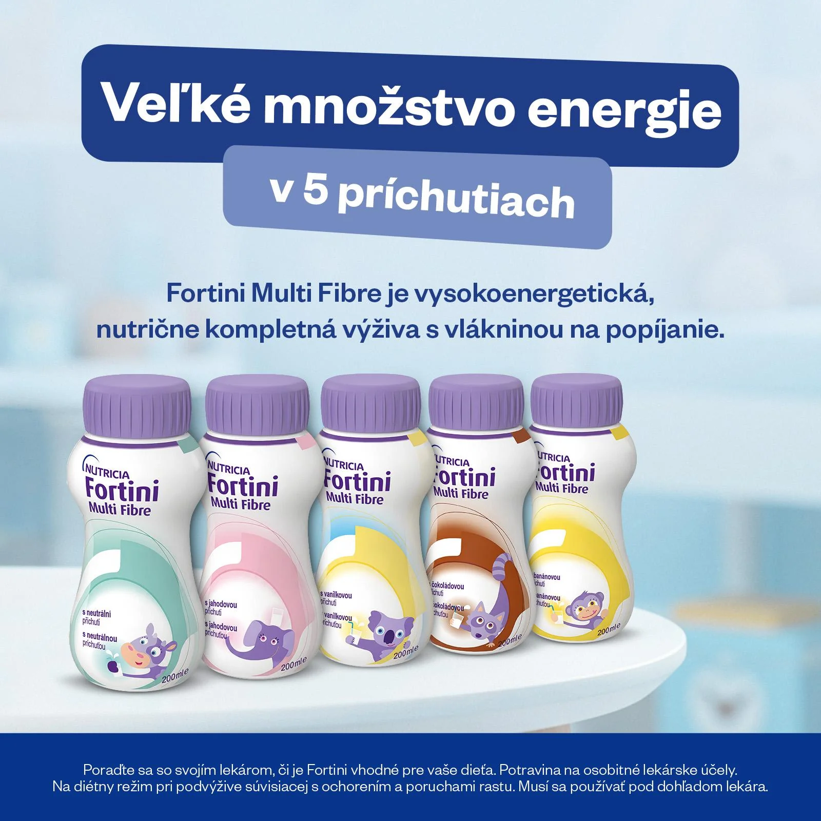 Fortini Multi Fibre s banánovou príchuťou 1×200 ml, tekutá výživa pre deti