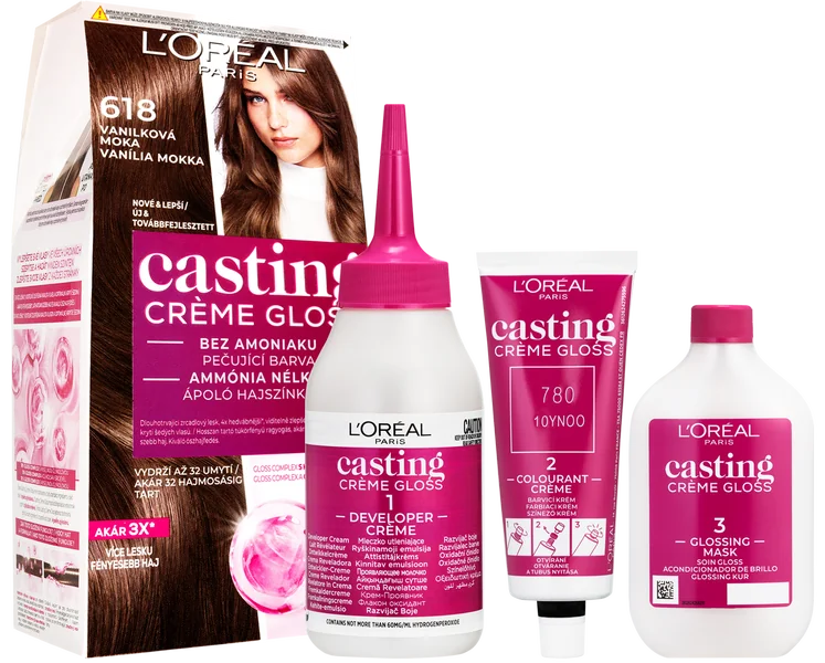 L'Oréal Paris Casting Crème Gloss semipermanentná farba na vlasy 618 vanilková mocca 1×180 ml, farba na vlasy