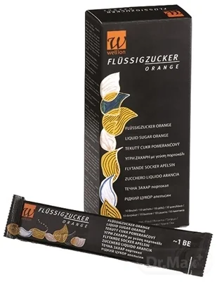 Wellion TEKUTÝ CUKOR pomaranč 10×13 ml, pomarančové vrecúška