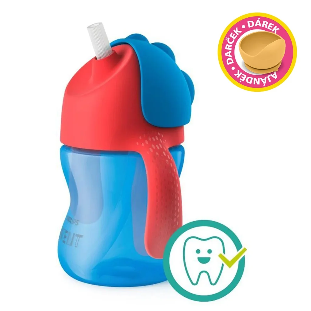 Philips AVENT Hrnček 200 ml Bendy s ohybnou slamkou chlapec+darček PETITE&MARS Miska 6m+ 1 ks