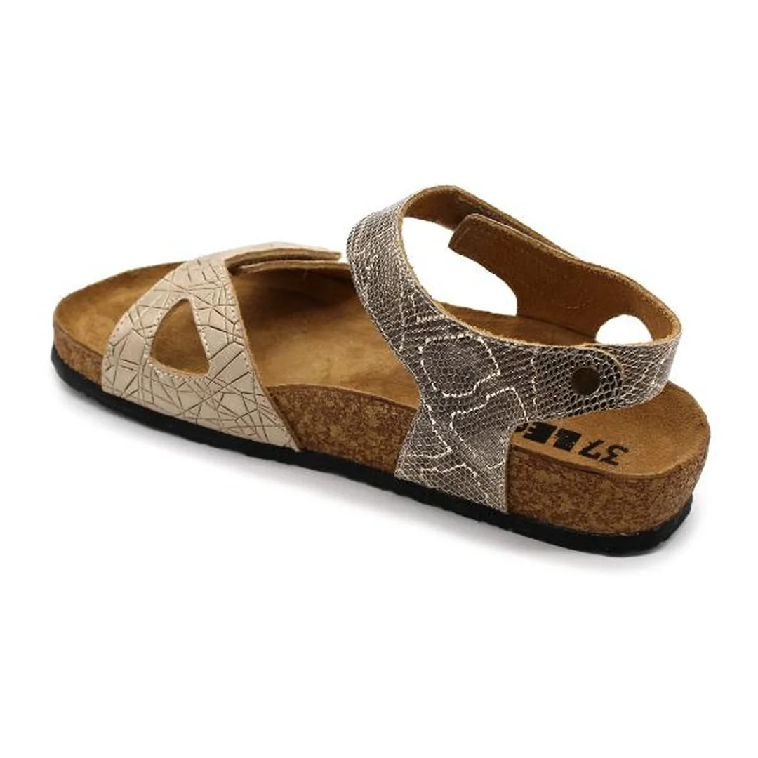 Leon 4300 Dámske zdravotné korkové sandále 38 - 24,5cm, zlatý had, 2,0 cm