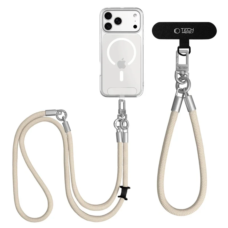 Tech-Protect C10S Crossbody Strap šnúrka na mobil, béžová