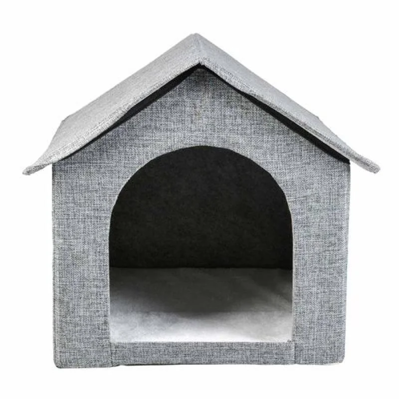 DUVO+ Sivý skladací textilný domček pre mačky a malé psy 43,5x38,5x41cm